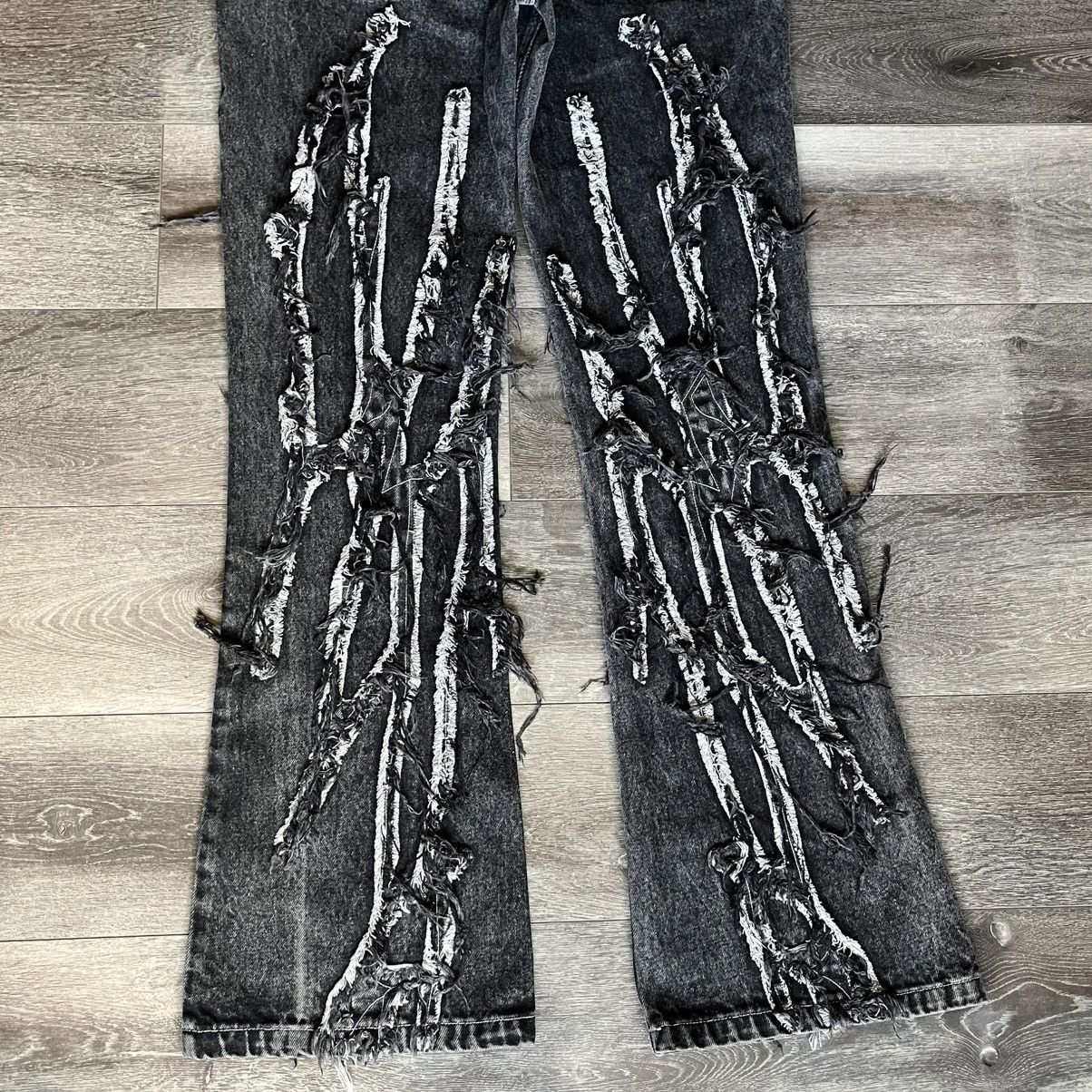 Japanese Brand Jason Demaci Thorn Distressed Scratch Denim Jeans Size 32 Size US 32 / EU 48 - 3 Thumbnail