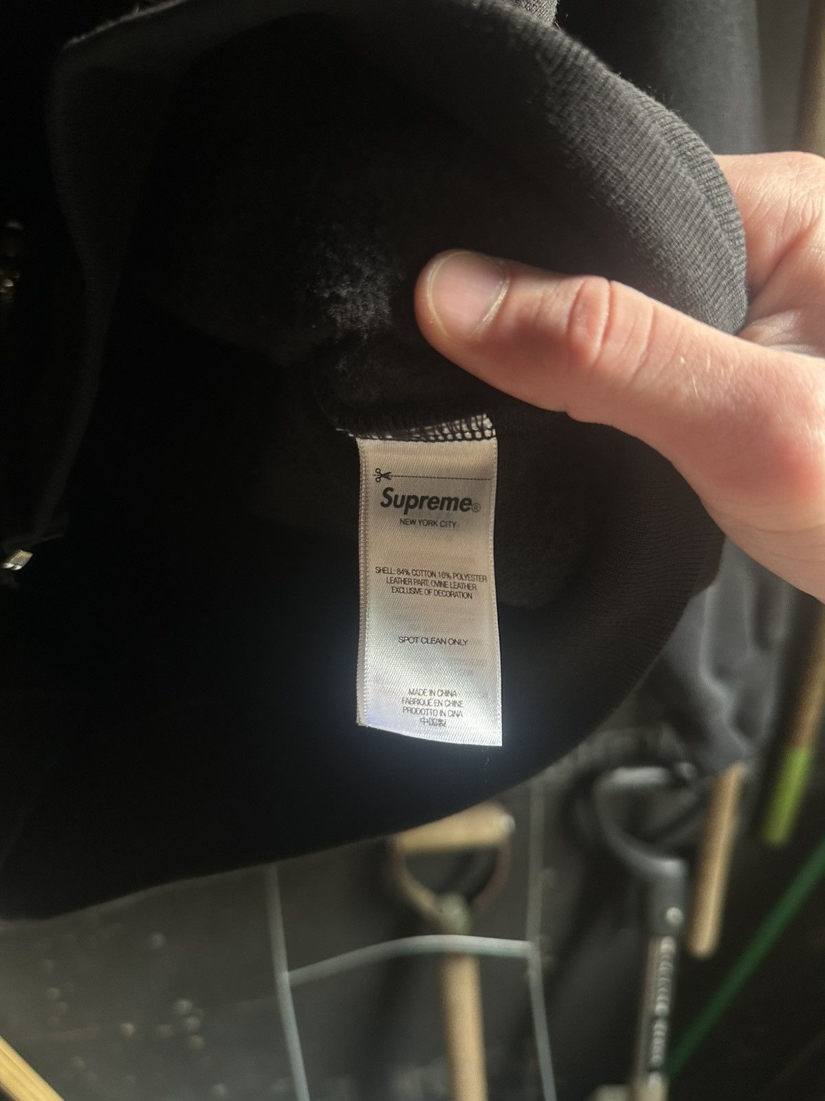 Supreme SS25 Supreme Leather Appliqué Zip Up Hooded Sweatshirt Size US M / EU 48-50 / 2 - 9 Thumbnail