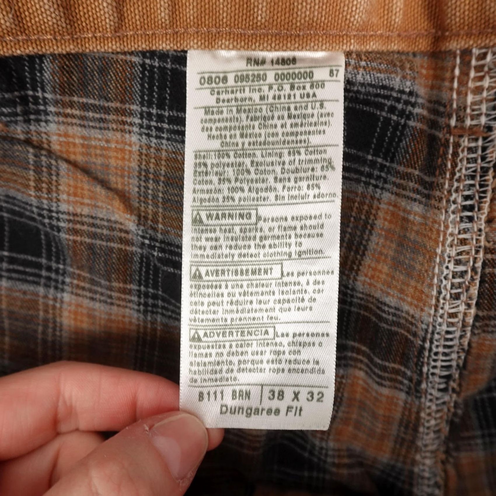 Carhartt Carhartt B111 Pants Mens Brown Flannel Lined Carpenter Work Wear Dungaree 38x32 Size US 38 / EU 54 - 3 Thumbnail