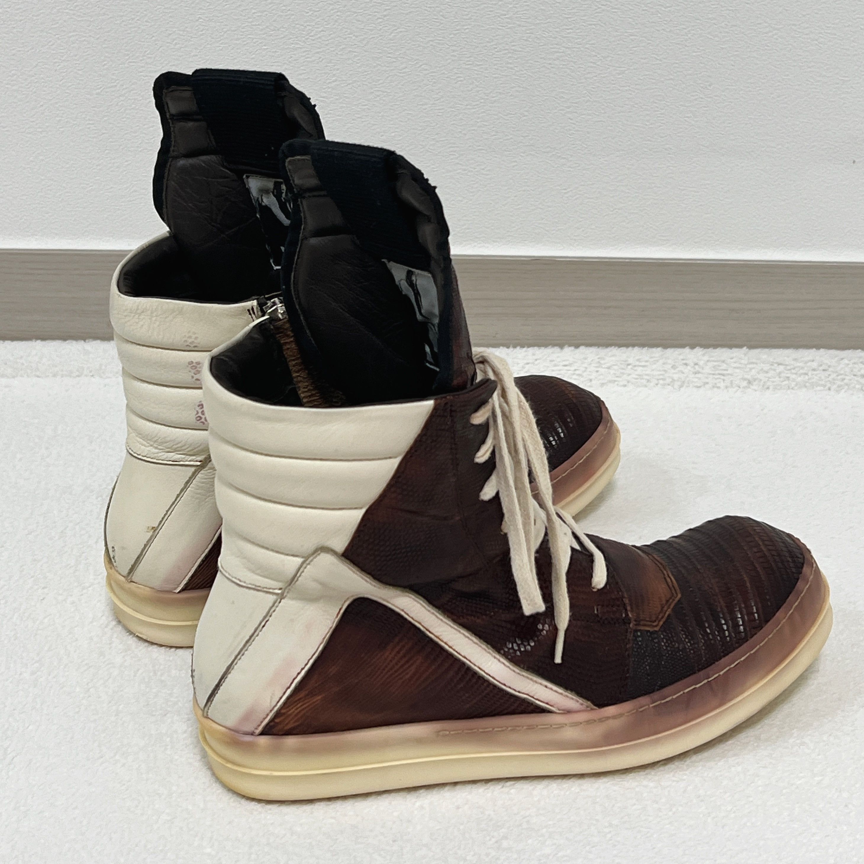 Rick Owens Rick Owens FW14 GEOBASKET IGUANA BLOOD MILK WB Size US 7 / EU 40 - 3 Thumbnail