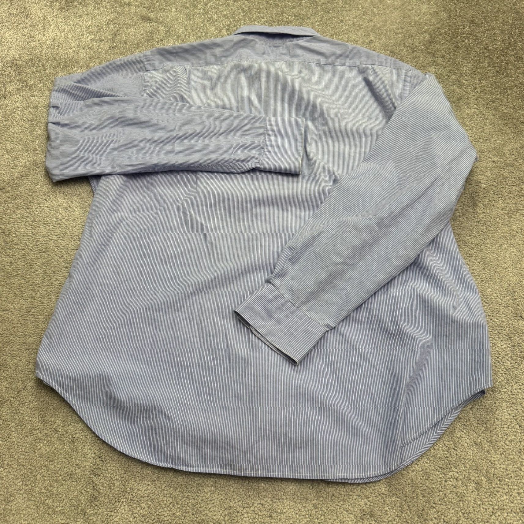 Ralph Lauren Lauren Ralph Lauren Dress Shirt Mens 36 17 Blue White Pinstripe 100% Cotton Shirt Mens Regular Blue Pinstripe 100% Cotton Poetry? Size 36R - 2 Thumbnail