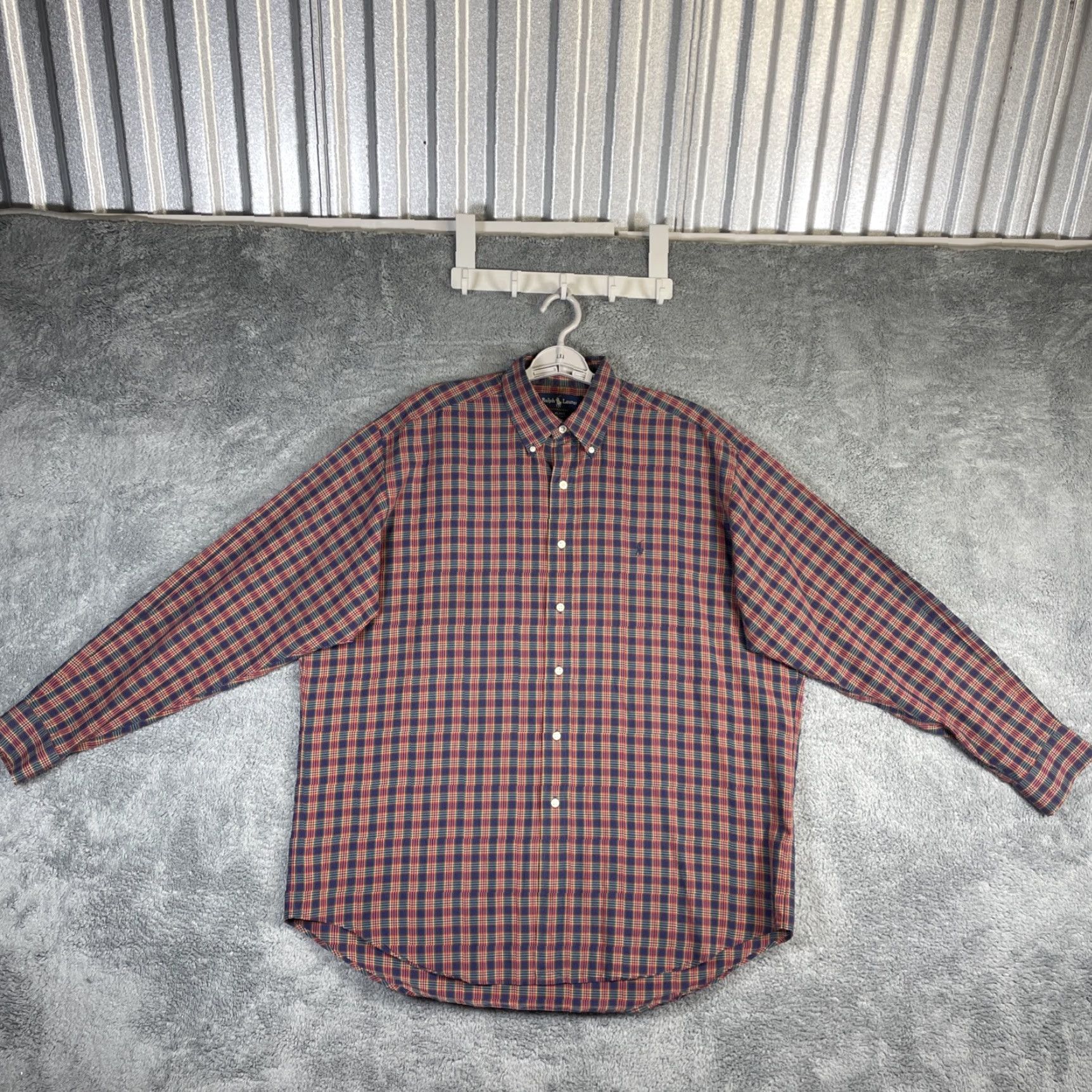 Ralph Lauren Ralph Lauren Shirt Mens Large Burgundy Blue Plaid Black Cotton Pony Small READ Size US L / EU 52-54 / 3 - 5 Thumbnail