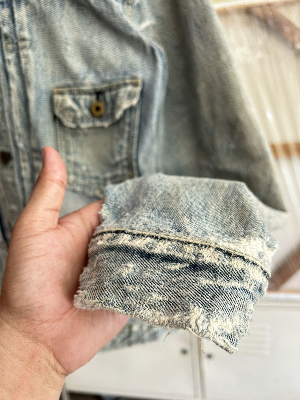 If Six Was Nine Wjk Distressed Denim Jacket Size US L / EU 52-54 / 3 - 14 Thumbnail
