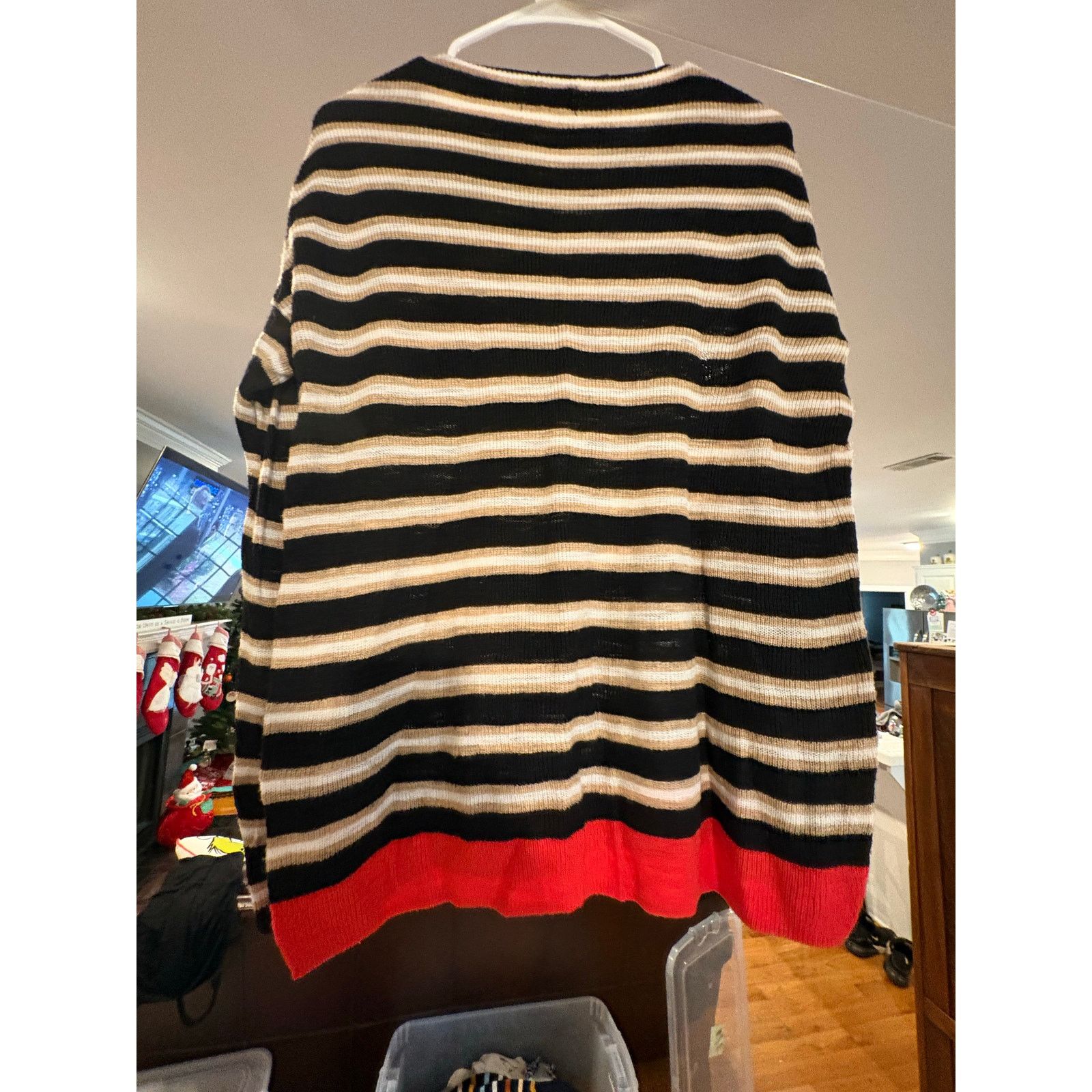 Lou & Grey Lou & Grey Women’s Small Striped Sweater Black Tan Red Hem Size S / US 4 / IT 40 - 4 Thumbnail