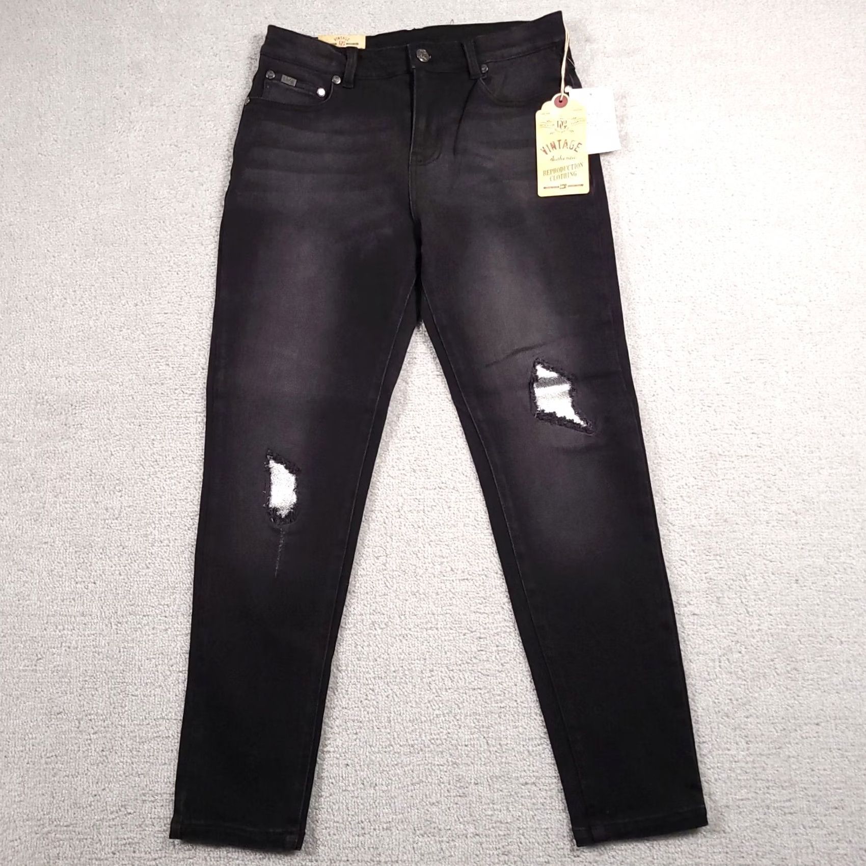 Vintage DG2 by Diane Gilman Jeans Women's 6P Black Western Vintage Skinny Distressed Jeans Size 28" / US 6 / IT 42 - 2 Thumbnail