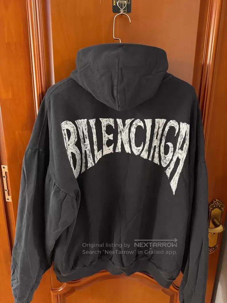Balenciaga Balenciaga Black Eiffel Tower palm tree print hooded sweat Size US M / EU 48-50 / 2 - 2 Thumbnail