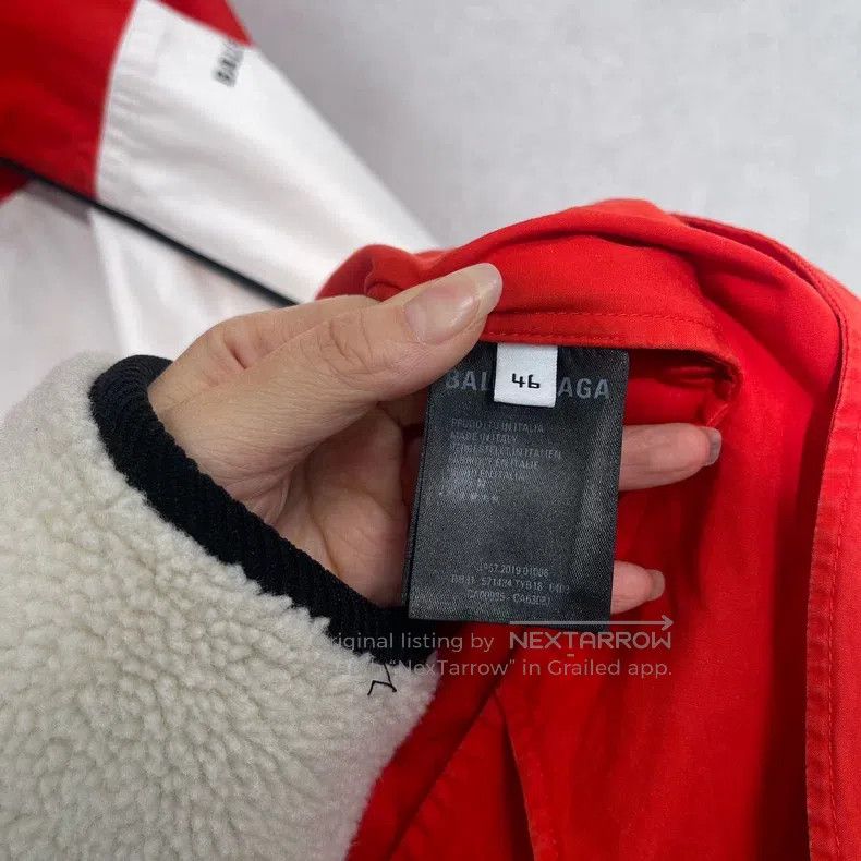 Balenciaga Balenciaga Red and White Patched Embroidered Logo Windbrea Size US S / EU 44-46 / 1 - 6 Thumbnail