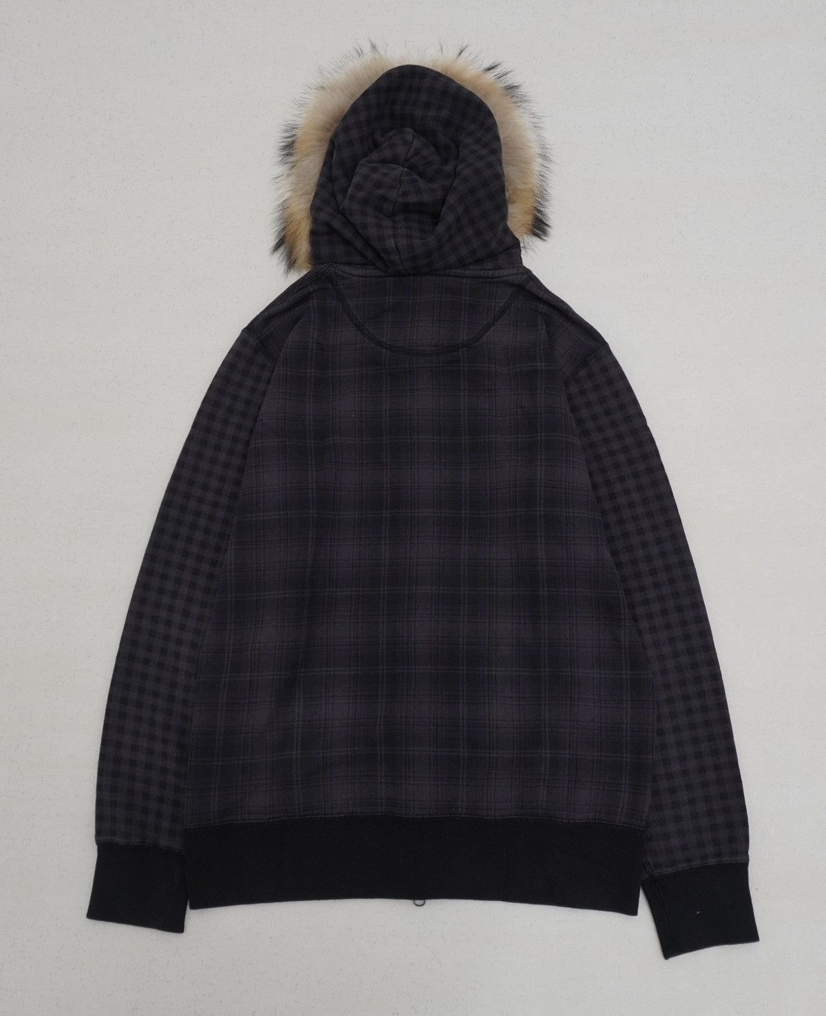 Japanese Brand 90s Japanese Double Zip Plaid Hoodie Fur Hoodie HG style Size US L / EU 52-54 / 3 - 11 Thumbnail