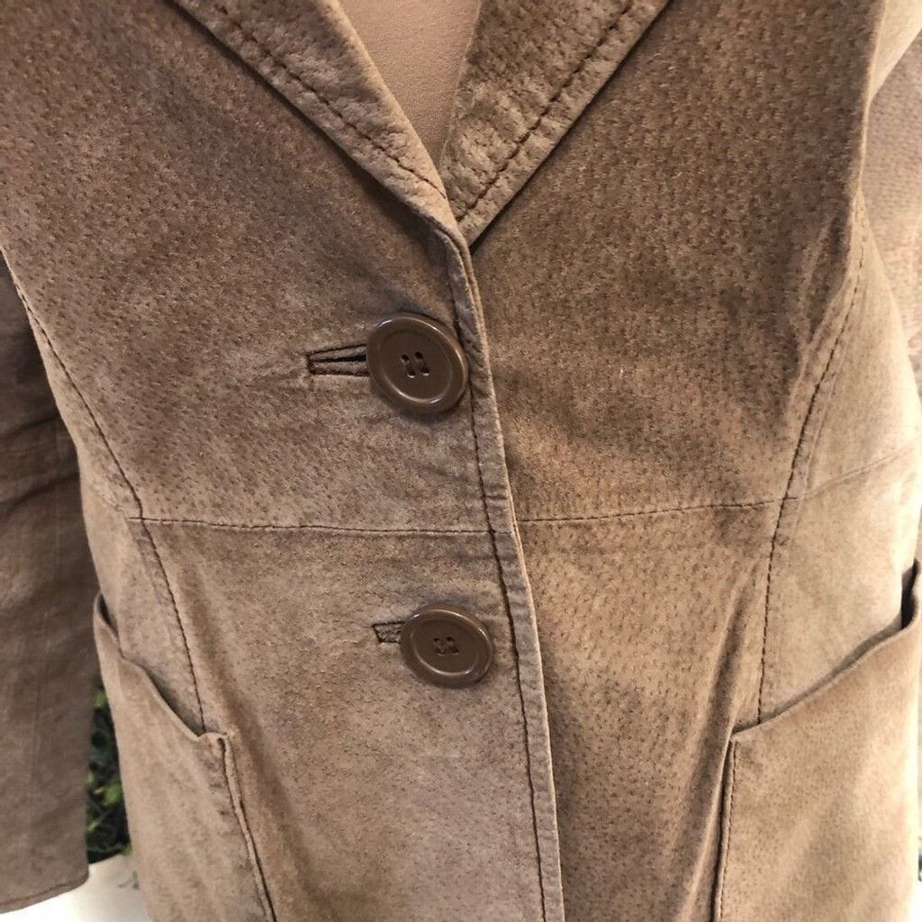 Vintage Y2K Blazer Coat Genuine Suede Leather Lined Camel Brown M Size L / US 10 / IT 46 - 6 Thumbnail