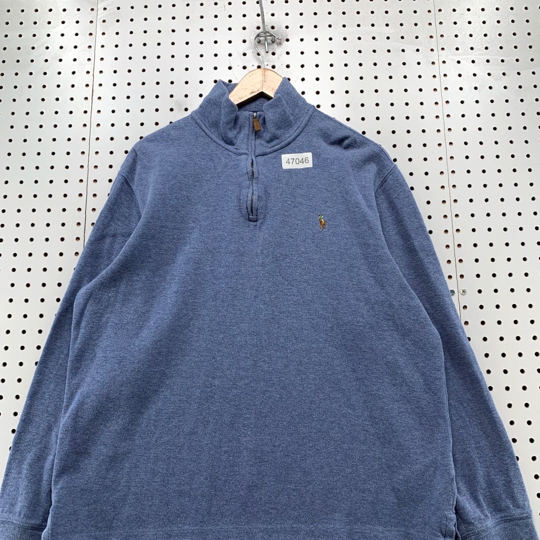 Polo Ralph Lauren Polo Ralph Lauren Sweater Mens Large Blue Estate Rib 1/4 Zip Leather Zip Tab Knit Cotton Mock Neck Long Sleeve Casual Winter Fall Spring Regular Size US L / EU 52-54 / 3 - 4 Thumbnail
