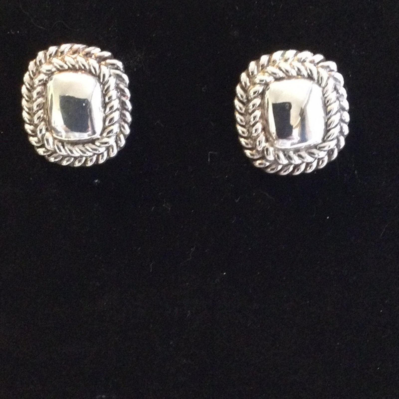 Other Vintage Silver Tone Double Rope Band Friction Back Earrings Size ONE SIZE - 15 Thumbnail