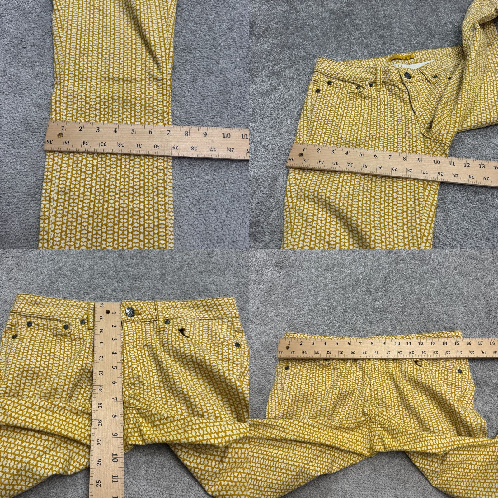 Prana Prana Kara Geometric Organic Cotton Skinny Pants Womens 6 28 Yellow Stretch Size 28" / US 6 / IT 42 - 9 Thumbnail