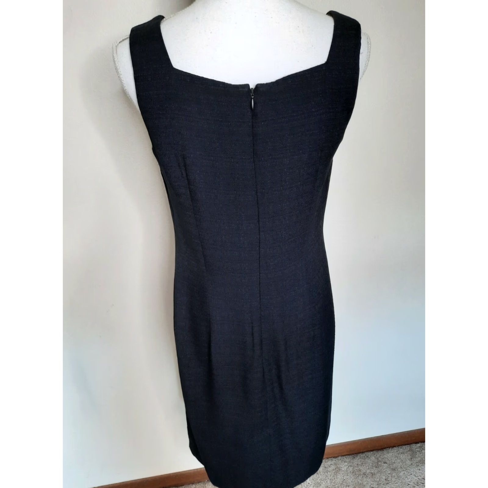 Vintage VIRGO Vintage Little Black Sleeveless Dress Pencil Dress Size 6 Rayon USA Square Neck Womens Sleeveless 90s Casual Knee Length Size M / US 6-8 / IT 42-44 - 7 Thumbnail