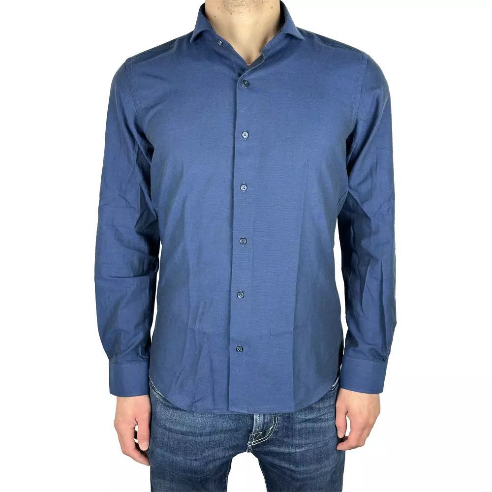Designer Made in Italy Blue Cotton Shirt Grailed