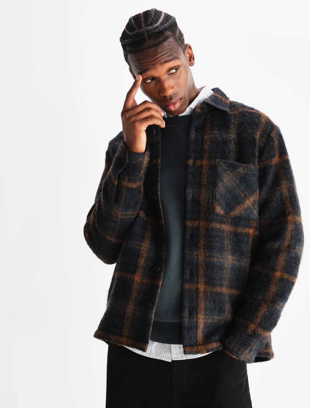Wax London Teal And Orange Drawn Check Italian Wool Overshirt Size US S / EU 44-46 / 1 - 6 Thumbnail