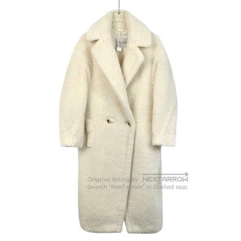 Max Mara Max Mara Ivory Teddy Alpaca Hair Lapel Double Breasted Lon Size S / US 4 / IT 40 - 1 Thumbnail