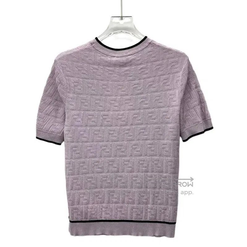 Fendi Fendi Lilac Cotton Knit Short Sleeve Sweater . Size S / US 4 / IT 40 - 2 Thumbnail