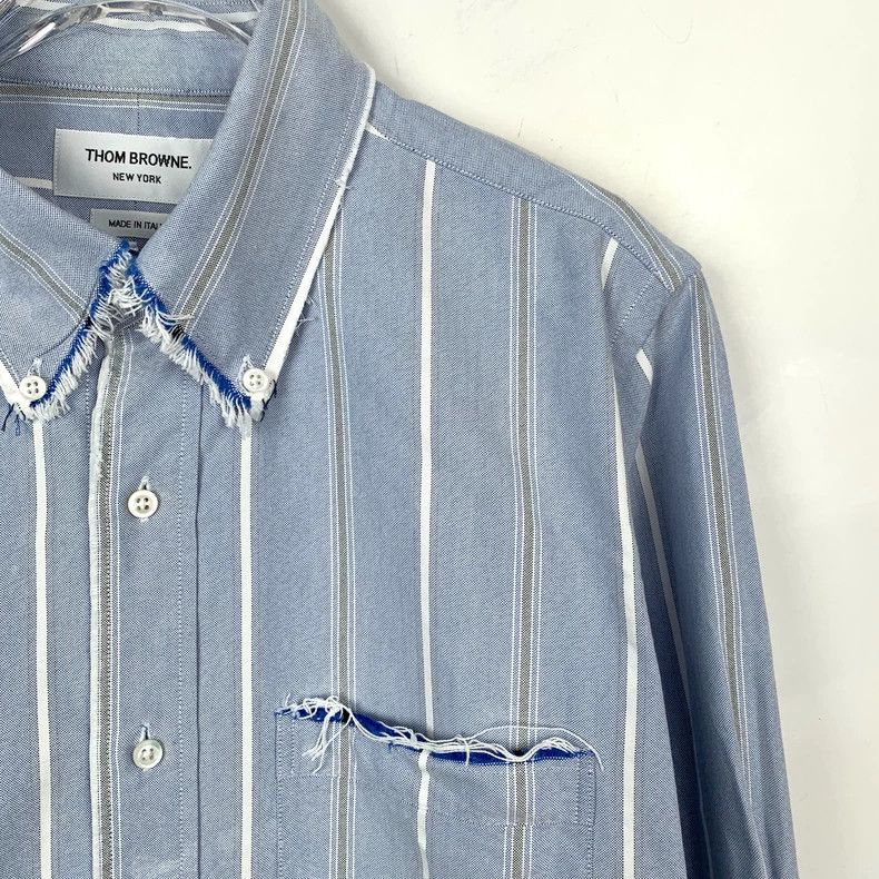 Thom Browne Thom Browne Blue striped lapel single-breasted cotton long- Size US M / EU 48-50 / 2 - 3 Thumbnail
