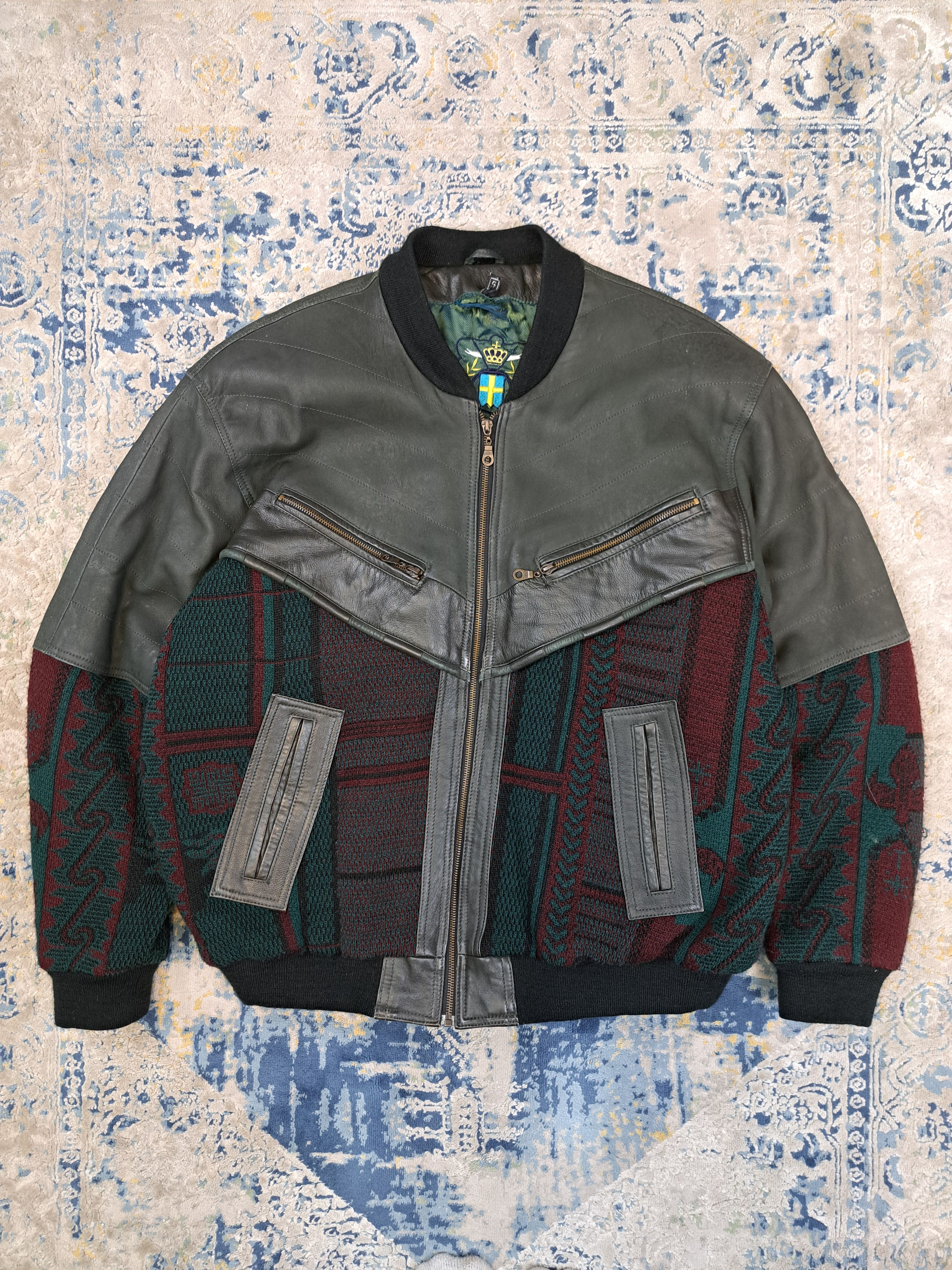 Vintage 90s Leather Bomber Jacket Avant Garde