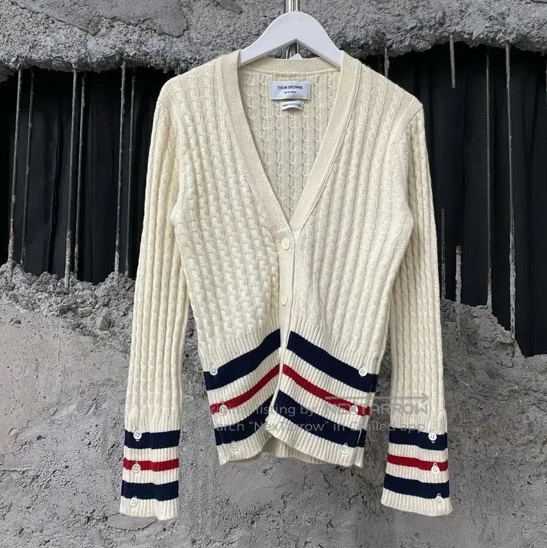 Thom Browne Thom Browne Cream Long Sleeve Cardigan . Size XXS / US 00 / IT 34 - 1 Thumbnail