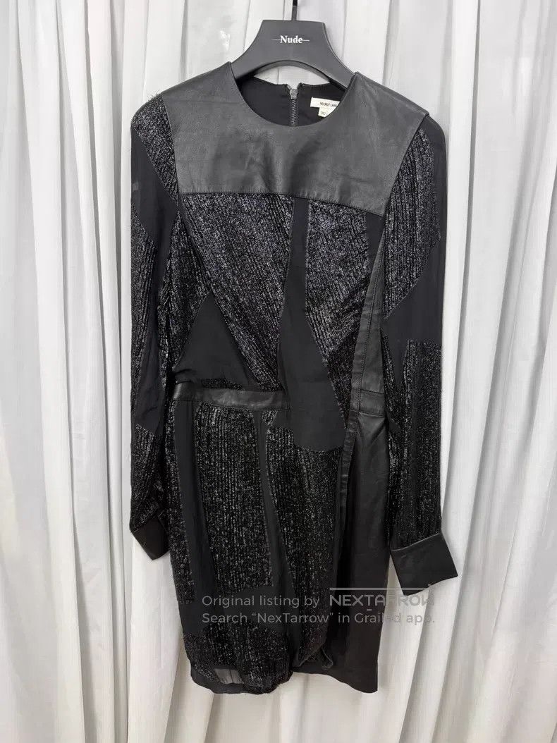 Helmut Lang Helmut Lang Size 2 shiny patchwork dress with leather accen Size M / US 6-8 / IT 42-44 - 1 Thumbnail