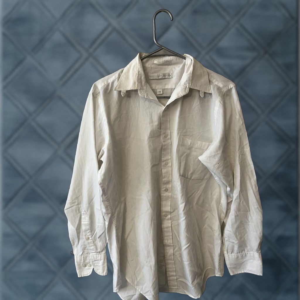Geoffrey Beene Geoffrey Beene Dress Shirt Men’s White Solid 15.5 Medium Collar Down Button-Down Geometric Wrinkle Resistant Easy Care Regular Vintage No Size 42R - 1 Thumbnail