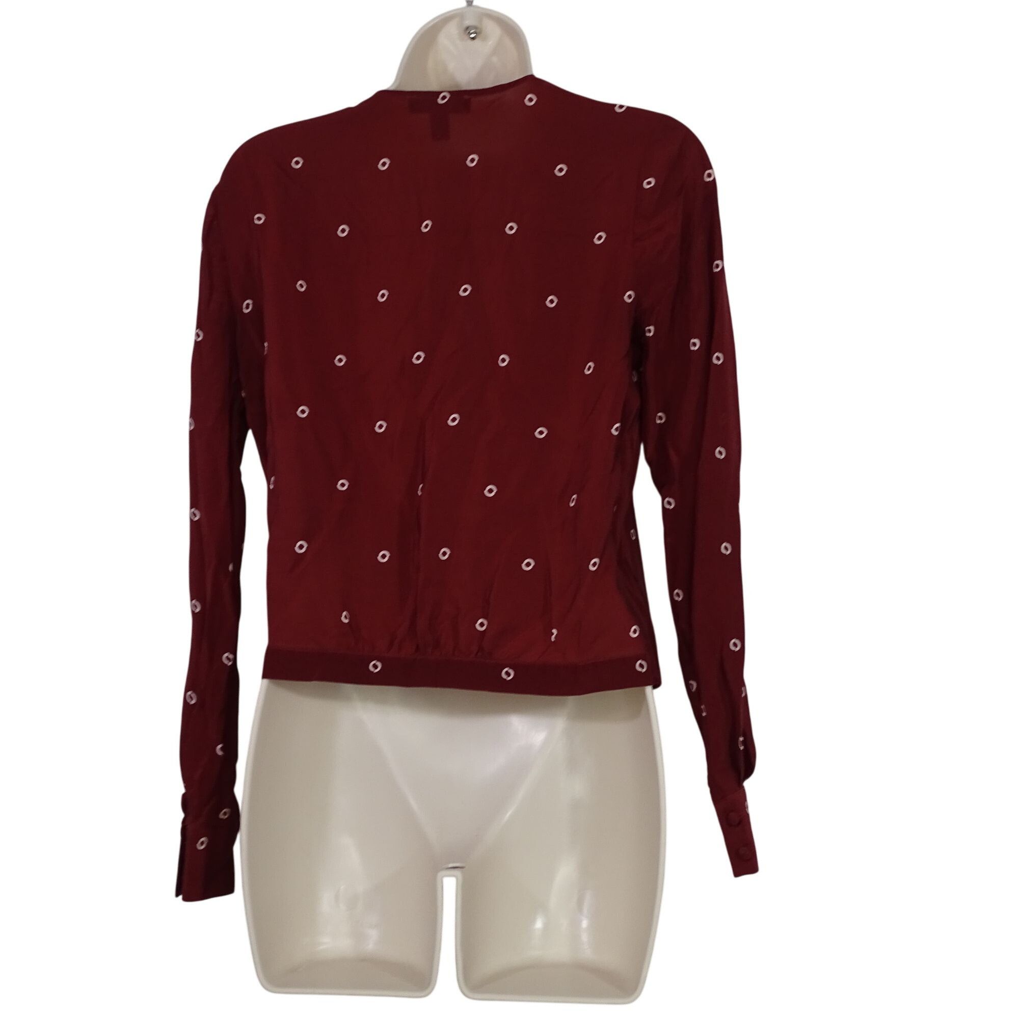 J.Crew J Crew Burgundy Red Wrap Printed Silk Blouse Top Size XS Size XS / US 0-2 / IT 36-38 - 4 Thumbnail