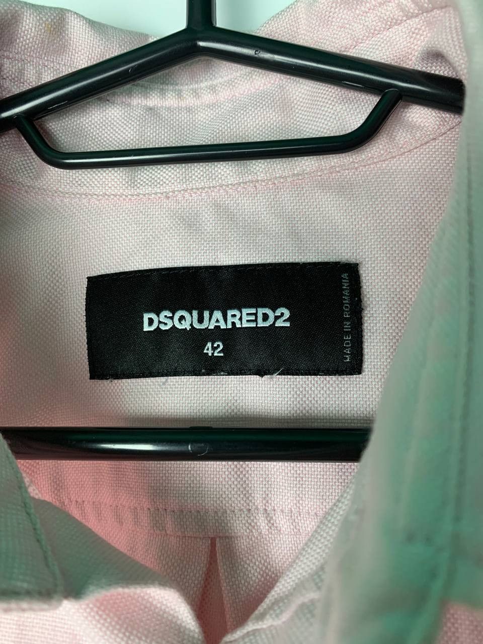 Designer × Dsquared2 DSQUARED Men Light Pink Slim Fit Oxford Cotton Sport Shirts Size US M / EU 48-50 / 2 - 4 Thumbnail