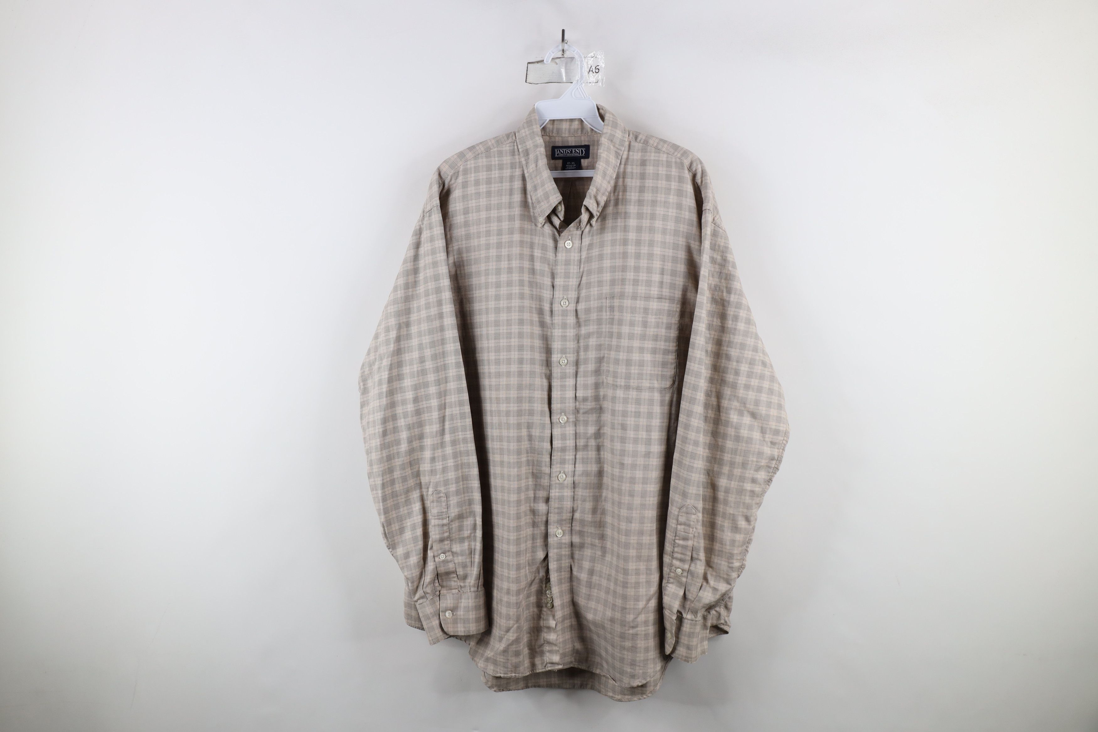 Lands' End × Vintage Vintage 90s Lands End Collared Button Down Shirt Plaid Size US M / EU 48-50 / 2 - 1 Thumbnail