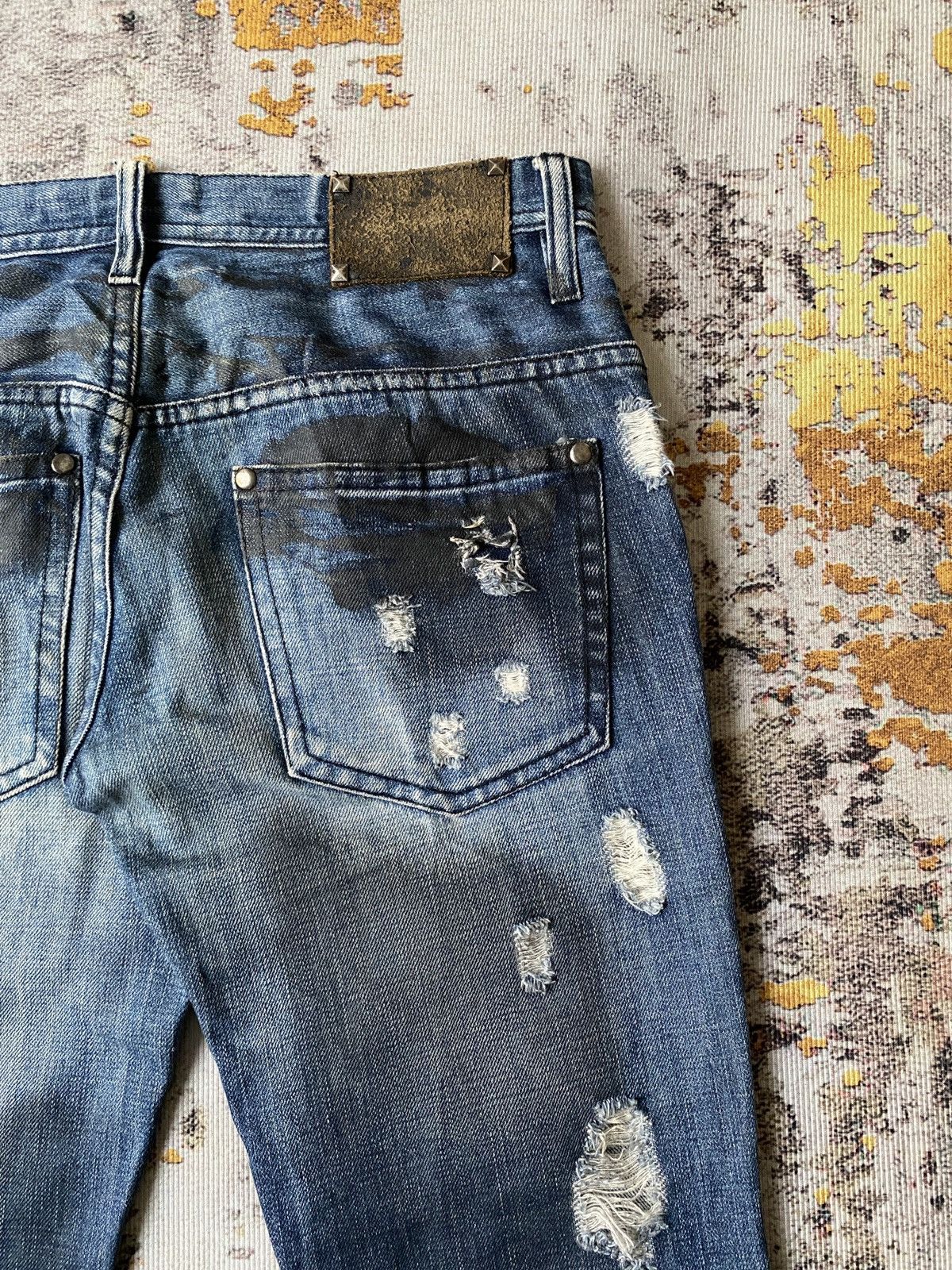 Tornado Mart Midas Waxed Claw Mark Distressed Flare Design Denim Size US 30 / EU 46 - 19 Thumbnail