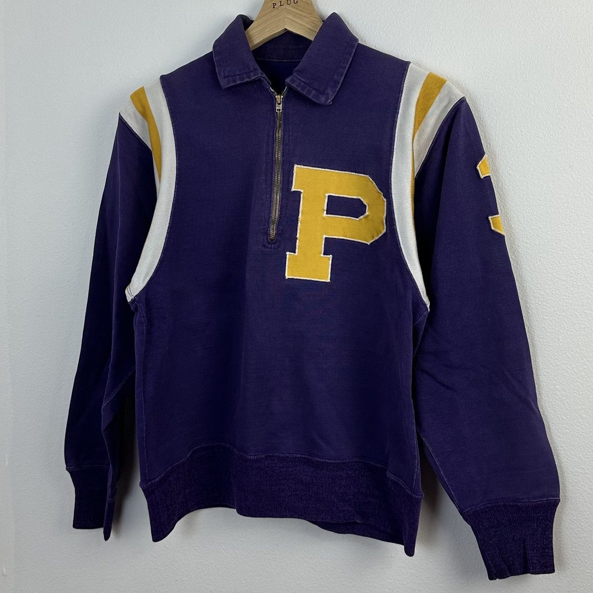 Vintage Vintage 1960s Sweatshirt M Purple 1/4 Zip Size US M / EU 48-50 / 2 - 2 Thumbnail