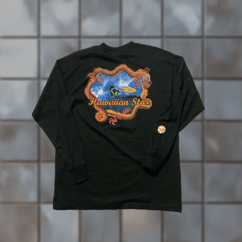 Vintage VINTAGE 90s Hawaiian Star Flamed Dragon Surfing Graphic Long Sleeve T-Shirt XL Dragon Mens? Wait—gender at end if applicable. Size US XL / EU 56 / 4 - 1 Thumbnail