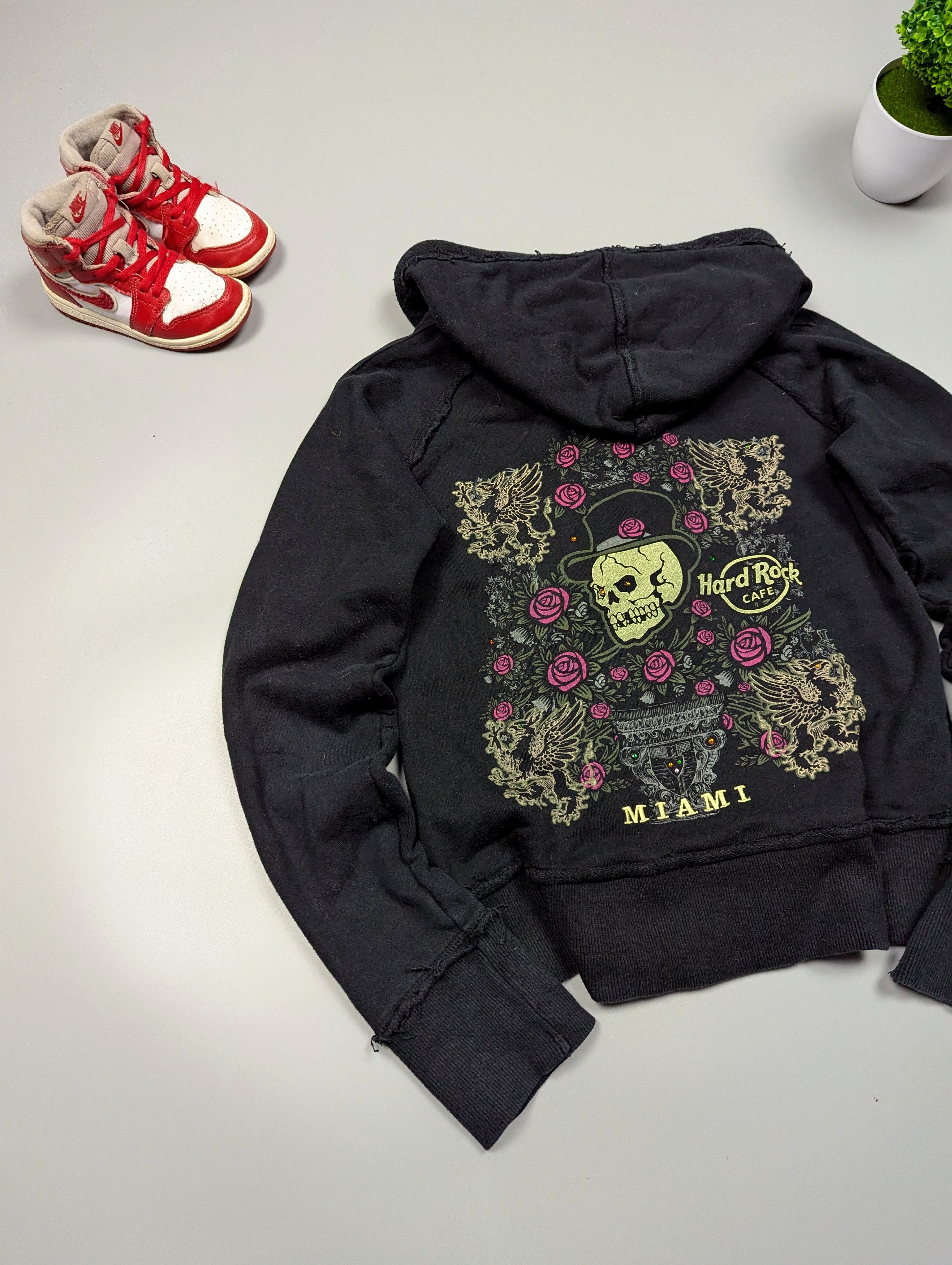 Hard Rock Cafe × Vintage HARD ROCK Cafe Women's Y2k Gothic Fitted Rock Hoodie Size M / US 6-8 / IT 42-44 - 1 Thumbnail