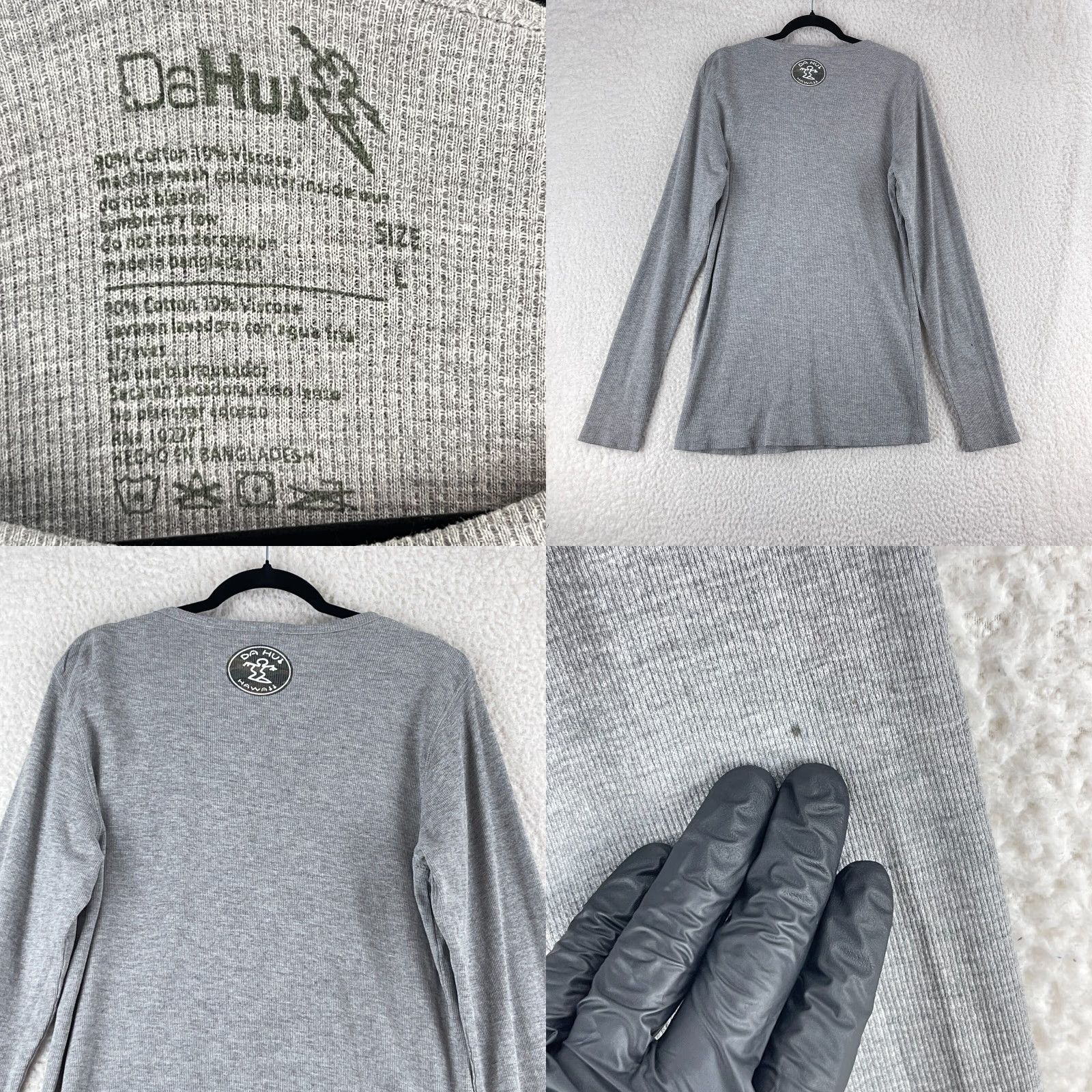 ALOHAS Da Hui Gray Thermal Aloha Print Long Sleeve Shirt Mens Large Pullover Crew Neck Casual Vintage? Size US L / EU 52-54 / 3 - 8 Thumbnail