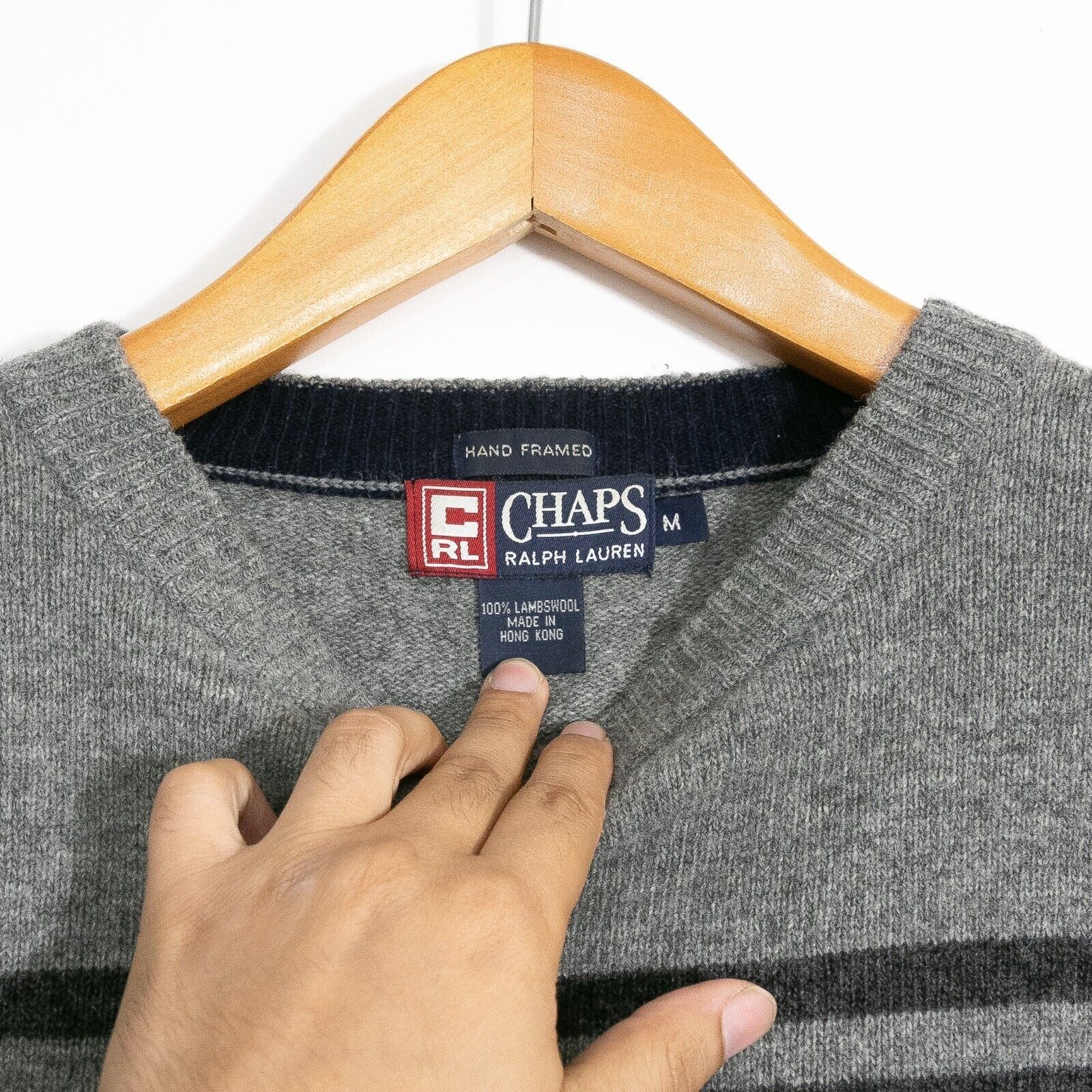 Chaps × Vintage Vintage Chaps Ralph Lauren Striped Wool Sweater M Distressed Size US M / EU 48-50 / 2 - 6 Thumbnail