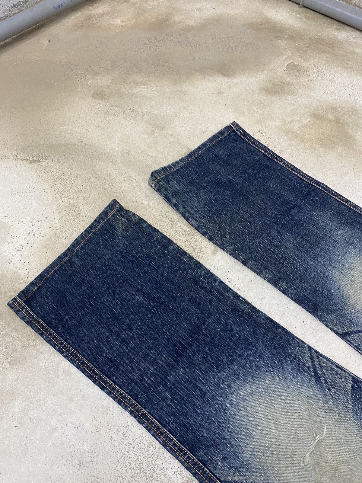 Edwin × Japanese Brand Edwin Blue Trip Mud Washed Whisker Distress Zipper Pocket Size US 31 - 7 Thumbnail