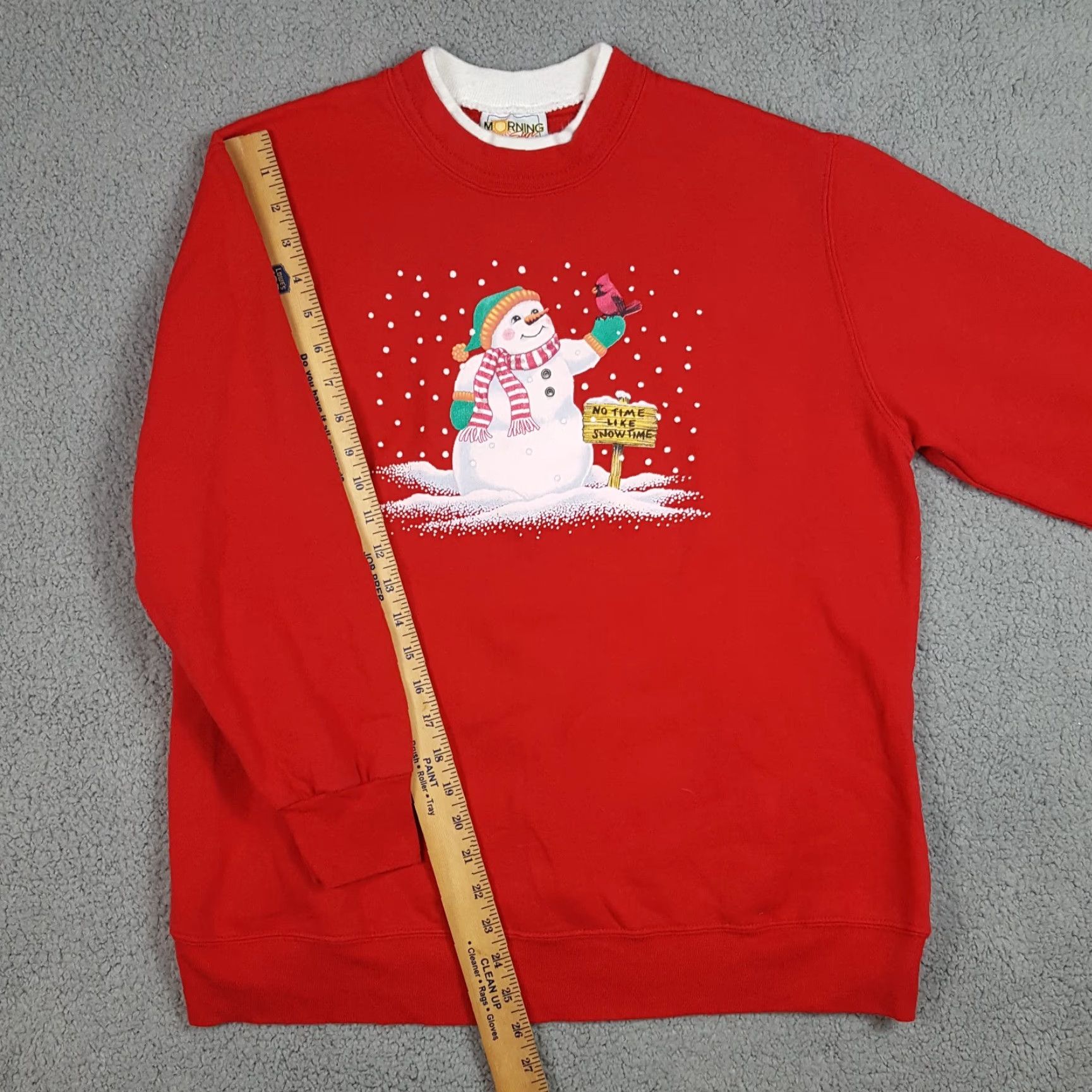 Vintage VINTAGE Snowman Winter Snow Women's XL Crewneck Sweatshirt Frosty Pullover 90s Red Morning Sun Sweatshirt Size XL / US 12-14 / IT 48-50 - 5 Thumbnail