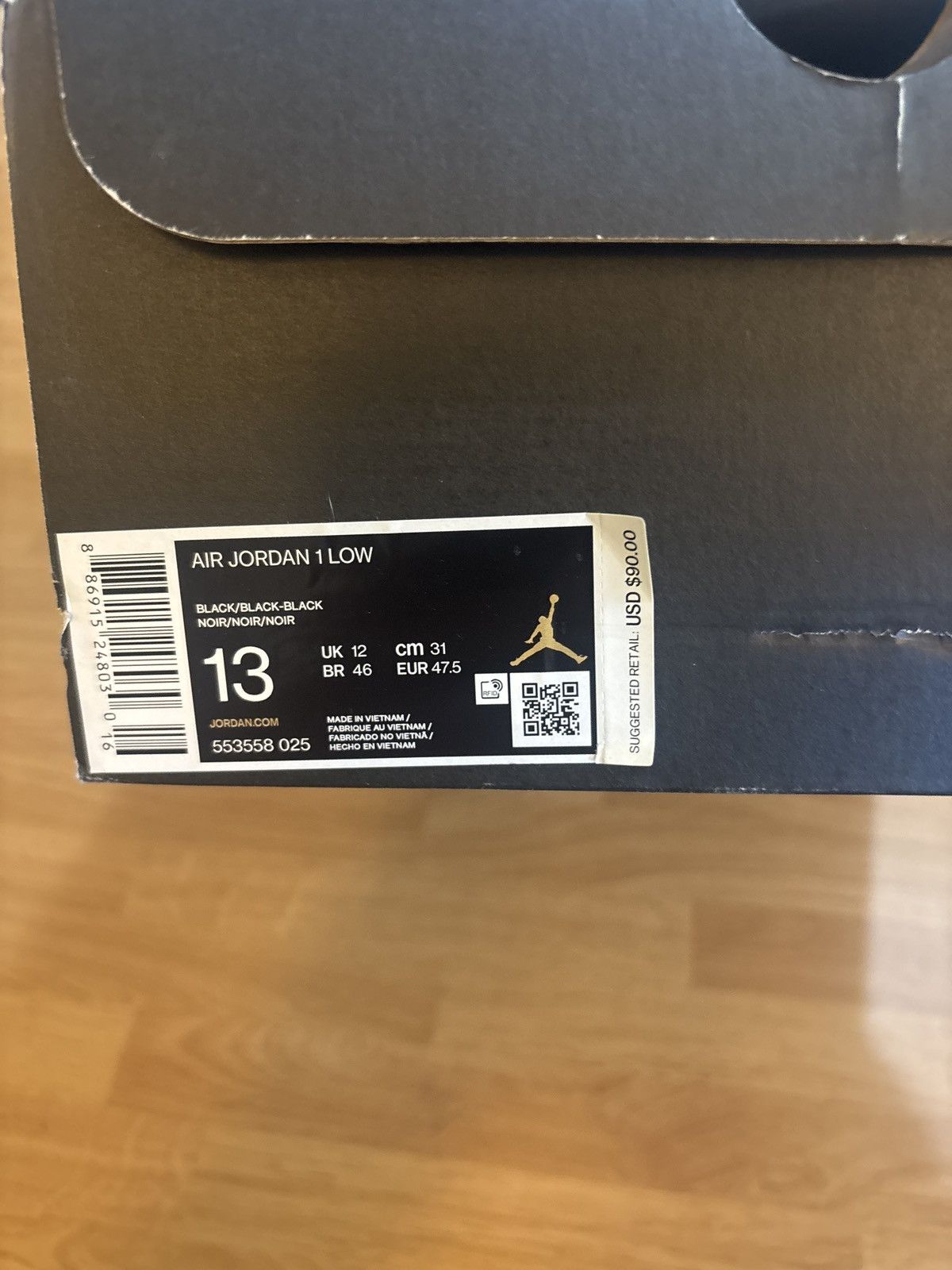 Jordan Brand × Nike Jordan 1 Retro Low Triple Black Size US 13 / EU 46 - 6 Thumbnail