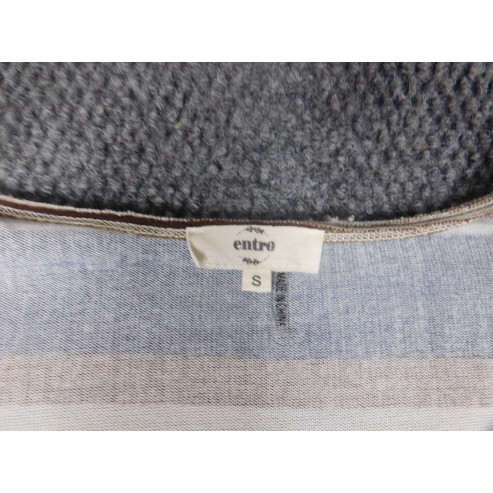 Vintage Entro Blouse Womens S Blue Pullover Round Neck Long Sleeve Striped Casual Polyester Open Pleated Modern Spring Regular Button-Down Collar Style Basic Size S / US 4 / IT 40 - 5 Thumbnail