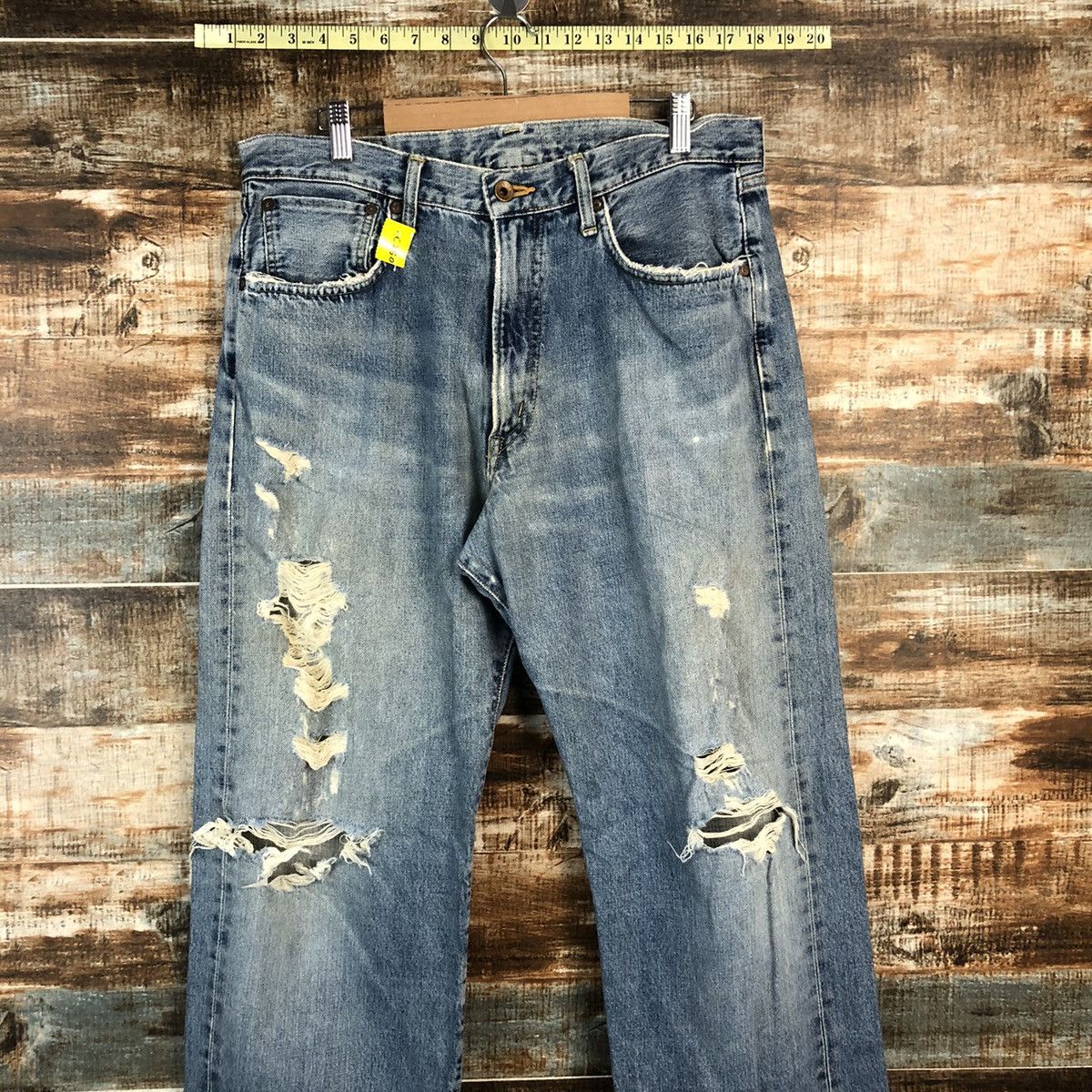 Edwin DLL Edwin Blue selvedge Distressed ripped Denim Pants #C250 Size US 34 / EU 50 - 2 Thumbnail