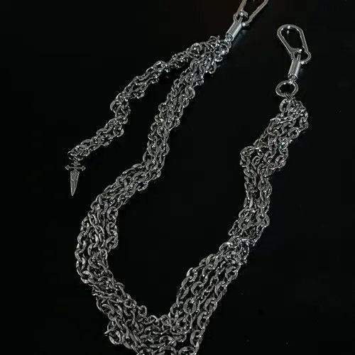 Jewelry Silver Multi-Strand Chain Wallet Chain with Clips Size ONE SIZE - 3 Thumbnail