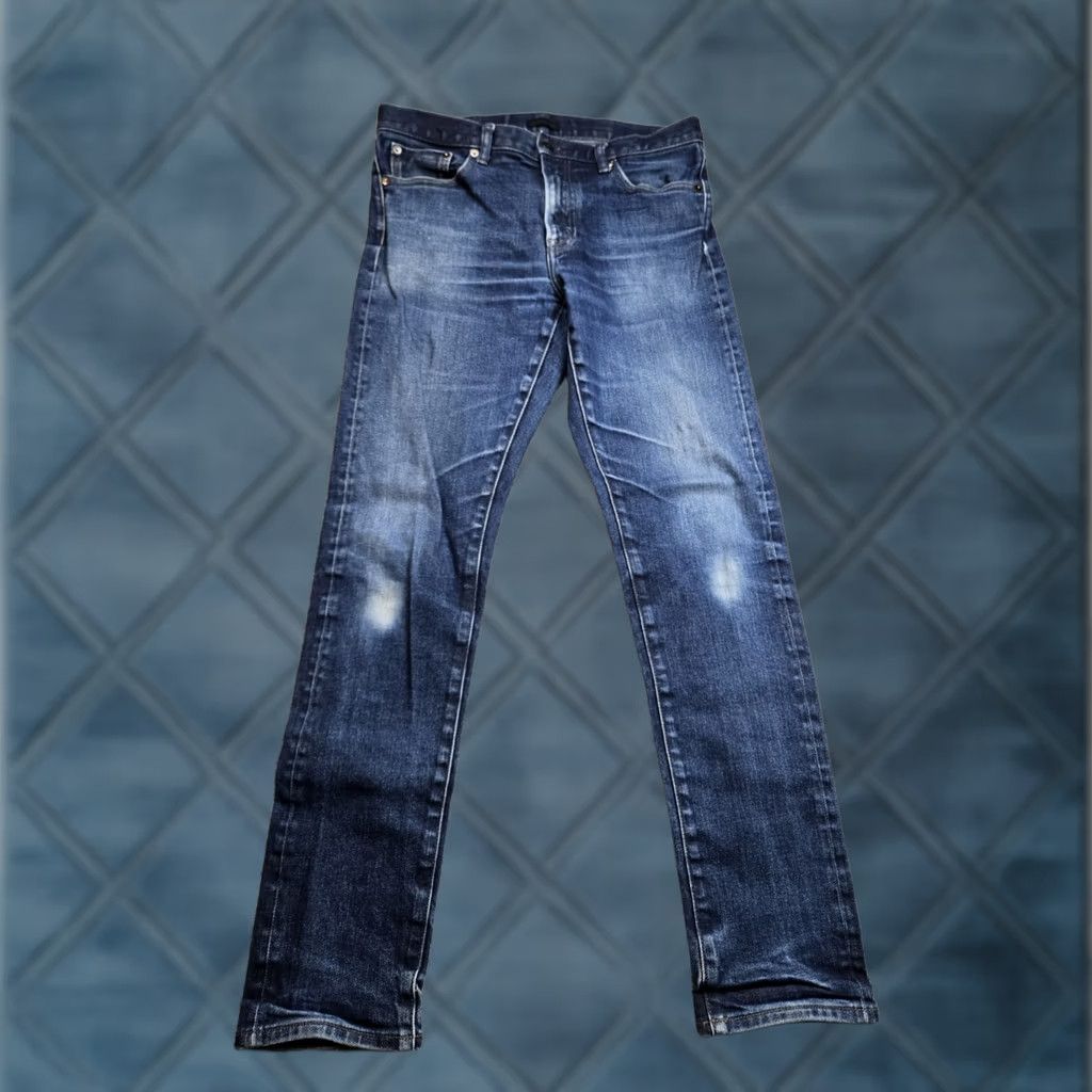 Uniqlo Uniqlo Jeans Slim Straight 33x31 Mens Kaihara Selvedge Denim Blue Low Rise Straight Jeans 5-Pocket Stretch Size US 33 - 1 Thumbnail