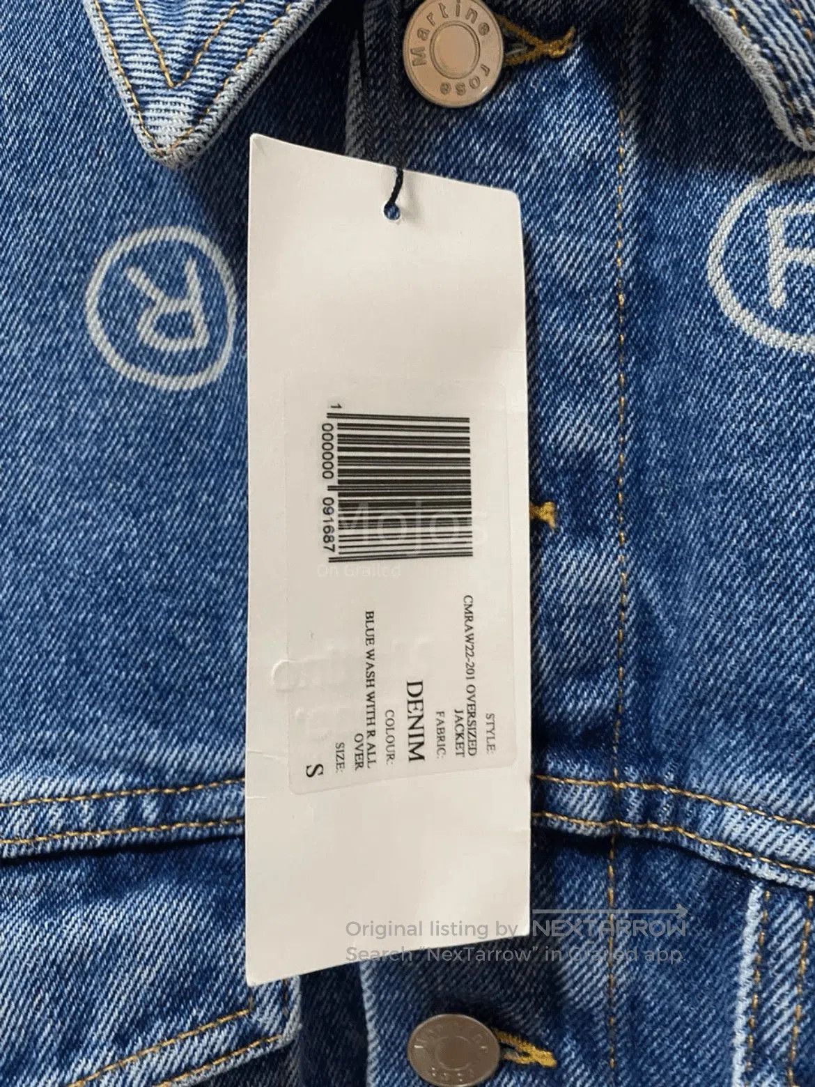 Martine Rose Martine Rose 22AW R Logo Denim Jacket. Size US S / EU 44-46 / 1 - 3 Thumbnail