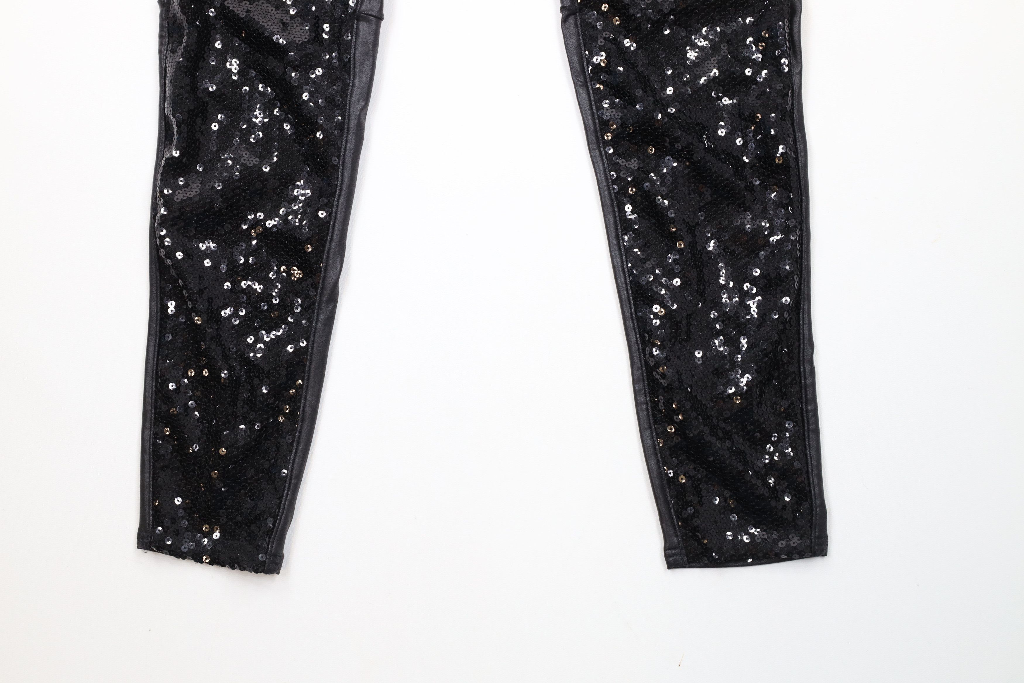 Spanx × Vintage Spanx Faux Leather Sequined Stretch Shapewear Leggings Black Size 30" / US 8 / IT 44 - 4 Thumbnail