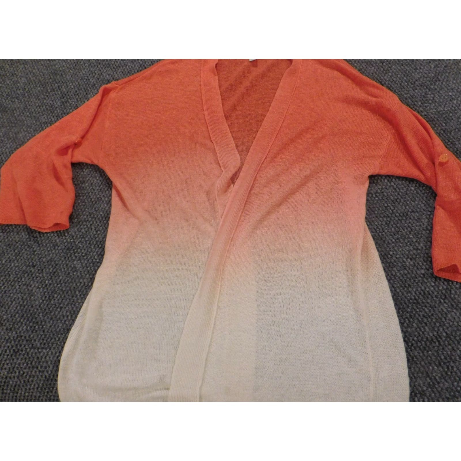 Vintage Chico's Cardigan Sweater Women 2 Pink Linen Knit Ruffle Long Sleeve Round Neck Pullover Regular Fit Size XS / US 0-2 / IT 36-38 - 3 Thumbnail