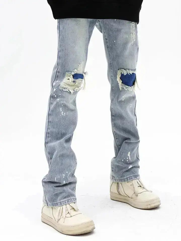 Japanese Brand Men's Knee with Hole Denim Trousers Punk Size US 30 / EU 46 - 1 Thumbnail