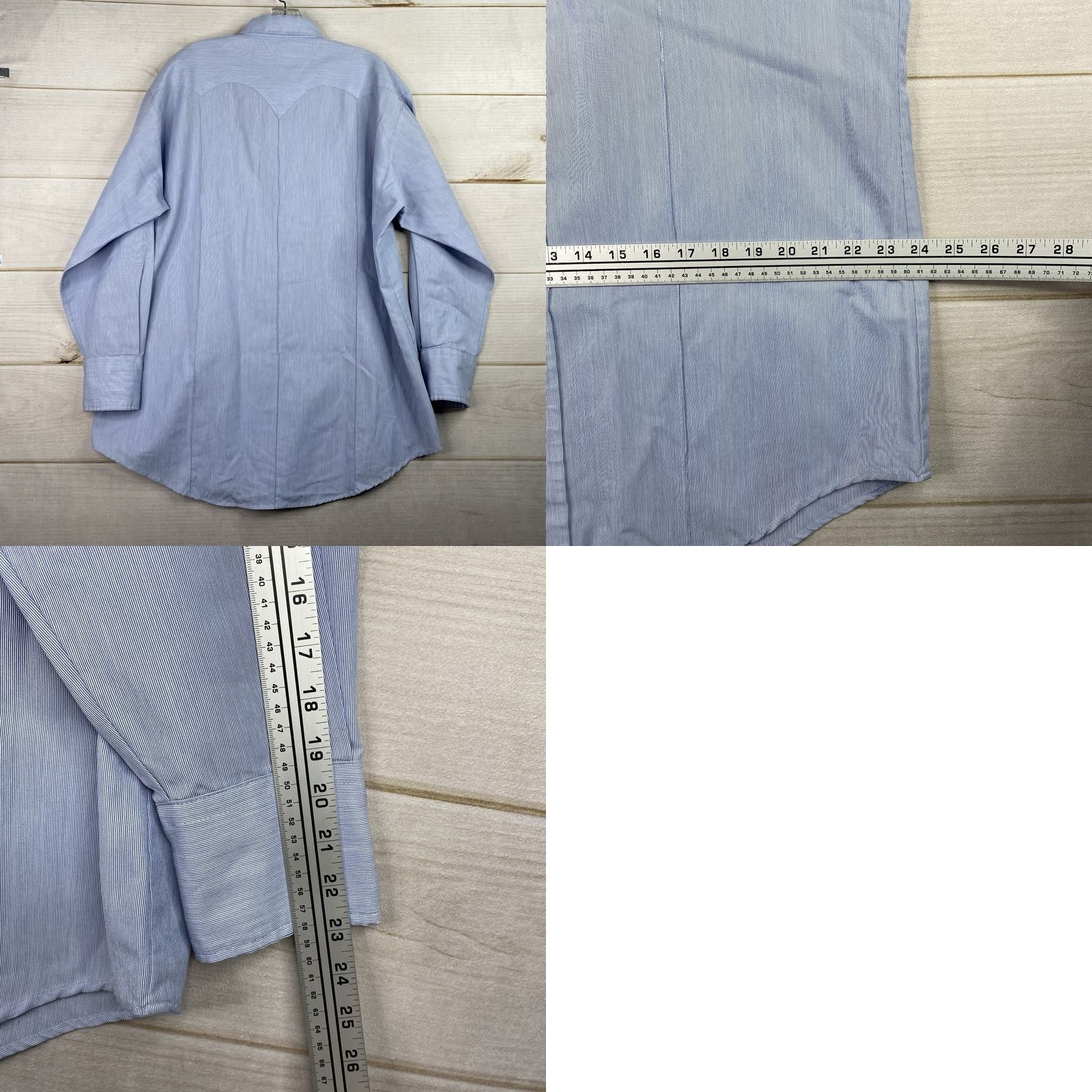 Vintage Tem Tex Western Shirt Mens 2XL Blue Micro Stripe Pearl Snap Pockets Cowboy Vtg Size US XXL / EU 58 / 5 - 8 Thumbnail