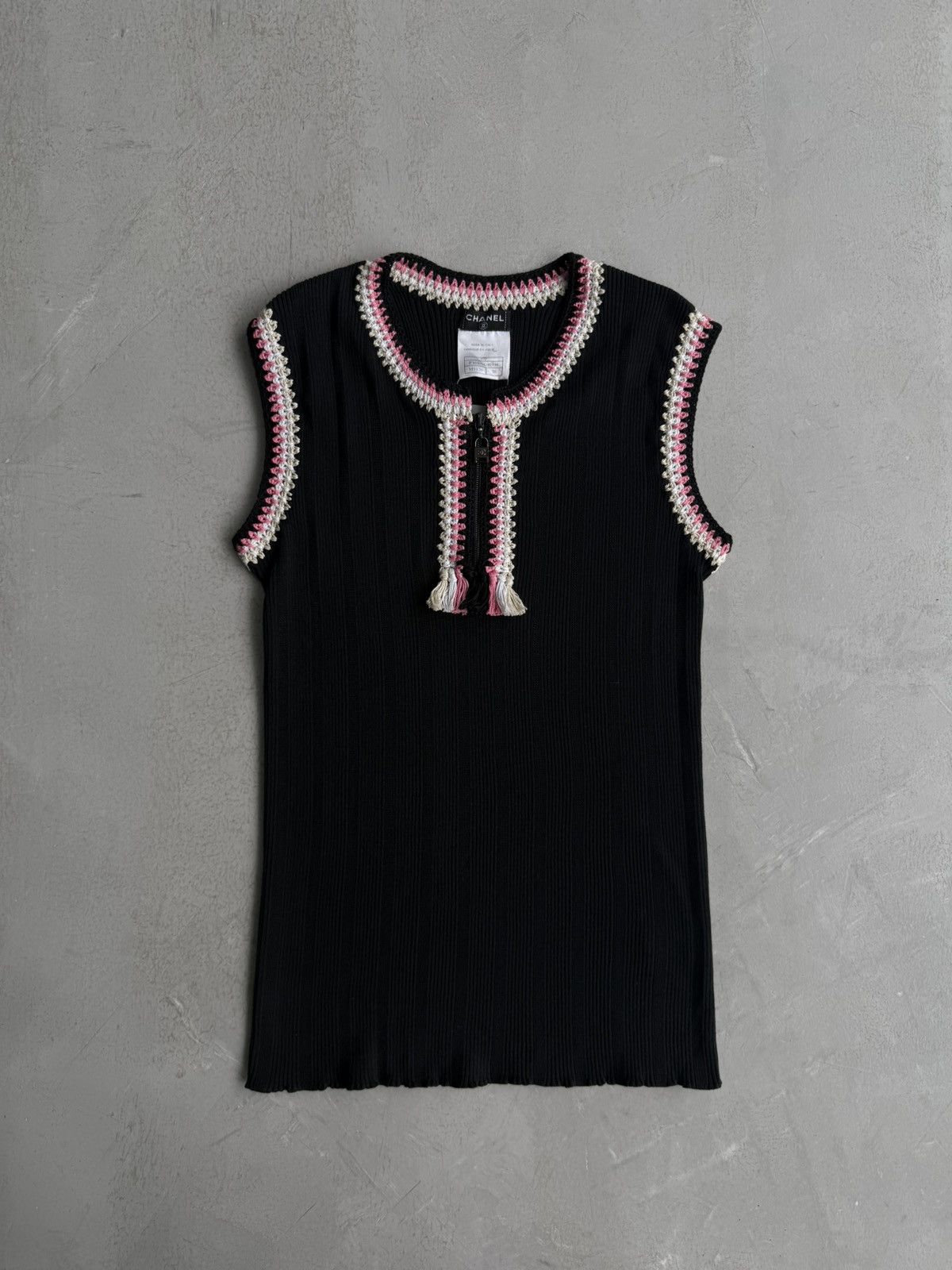 Chanel 2007 Chanel - Trimmed Half Zip Knit Tank Size XS / US 0-2 / IT 36-38 - 2 Thumbnail