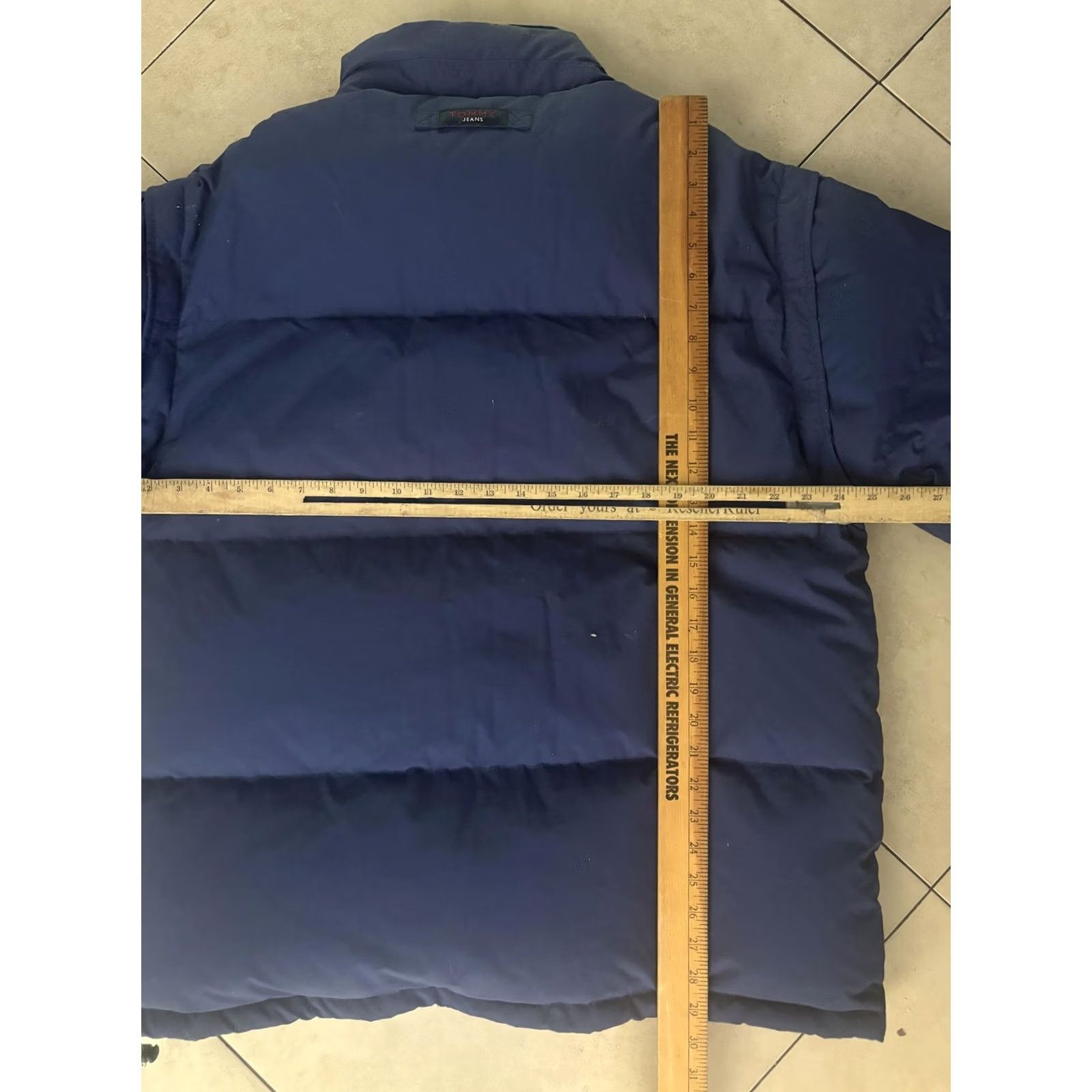 Tommy Hilfiger VINTAGE Tommy Jeans Jacket Mens XL Blue Black Puffer Coat Winter Zip Pockets Warm Size US 36 / EU 52 - 8 Thumbnail