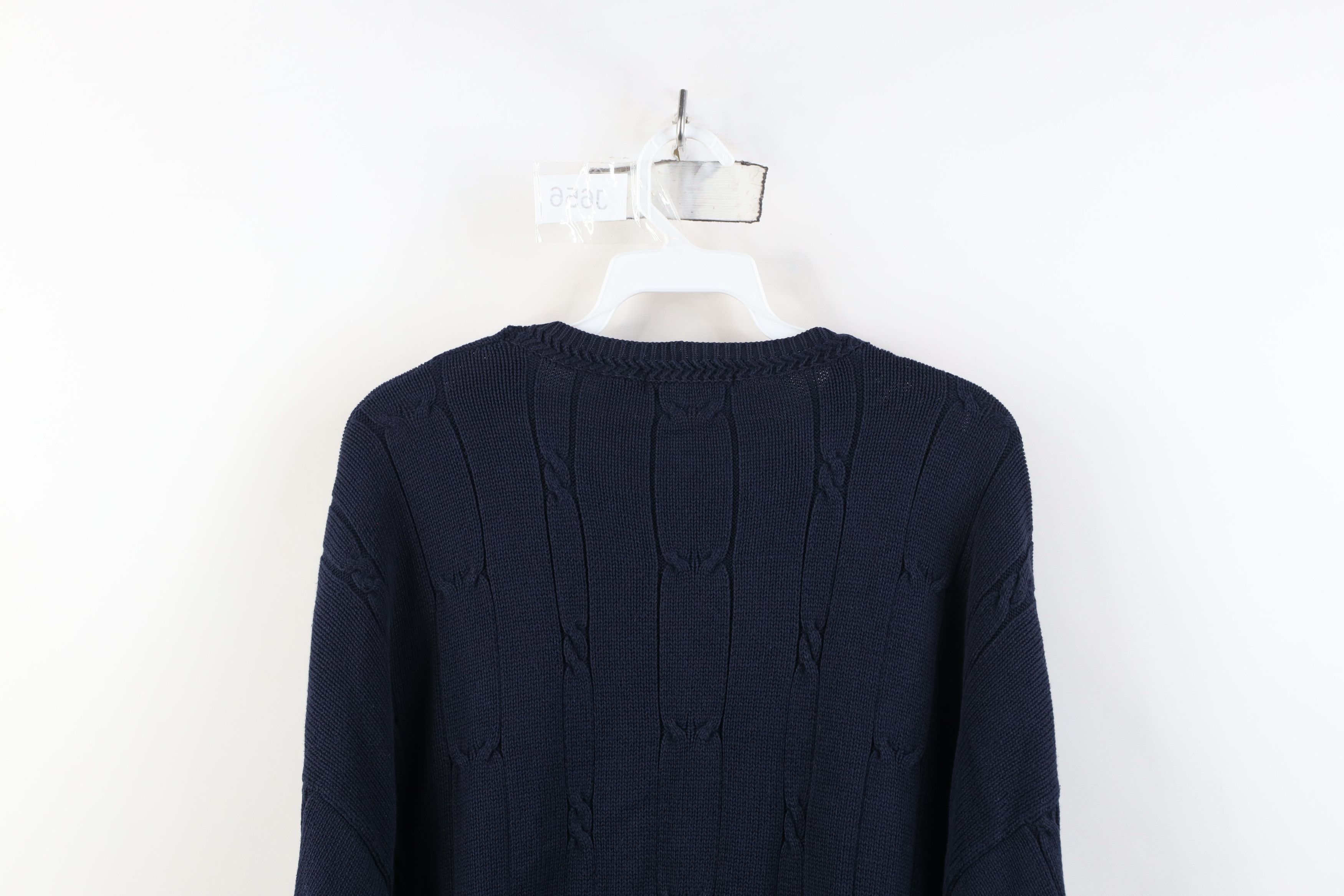 Nautica Vintage 90s Nautica Sailboat Cotton Cable Knit Sweater Blue Size US XL / EU 56 / 4 - 13 Thumbnail